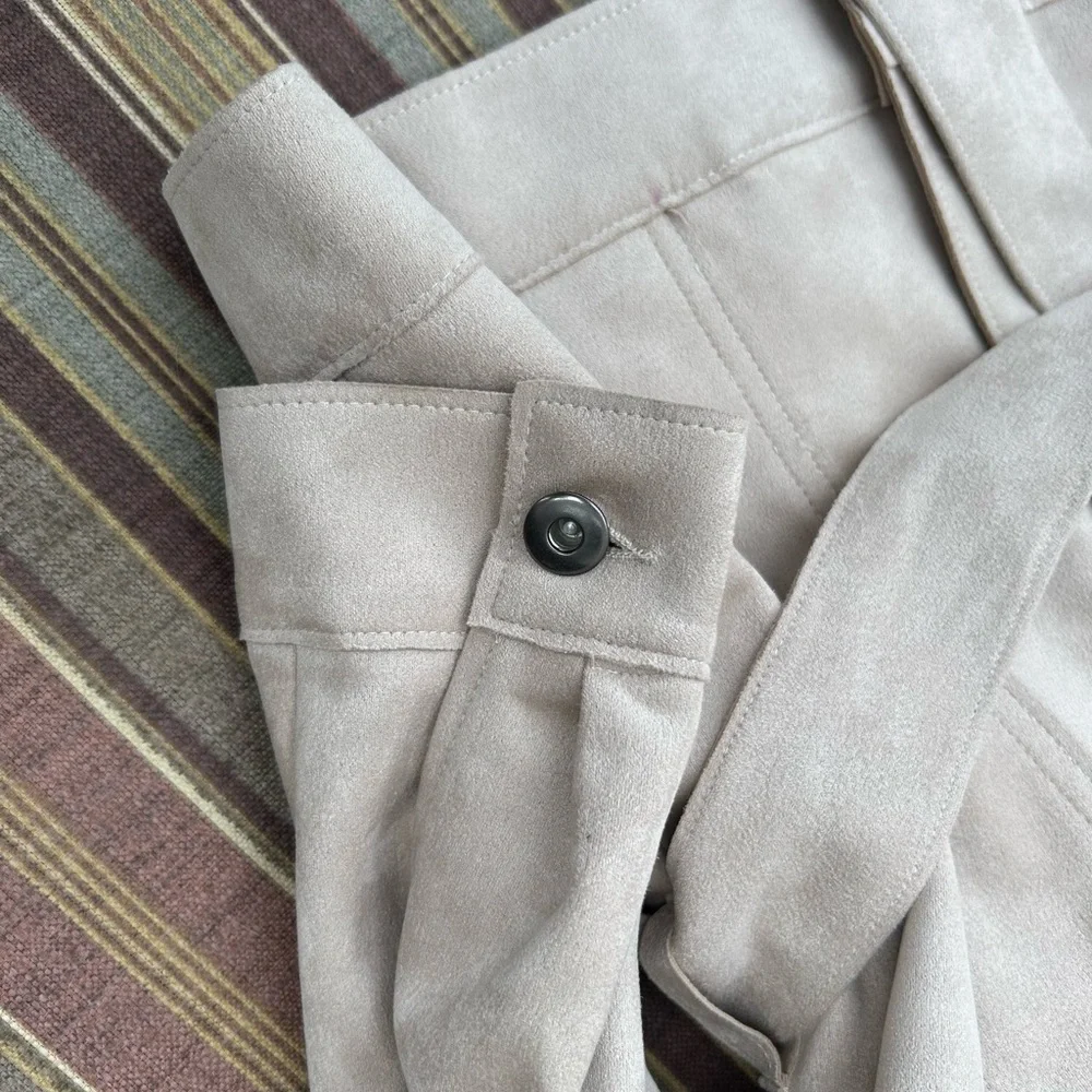 Zara Light Taupe Suede Belted Jacket - Picture 3 of 4